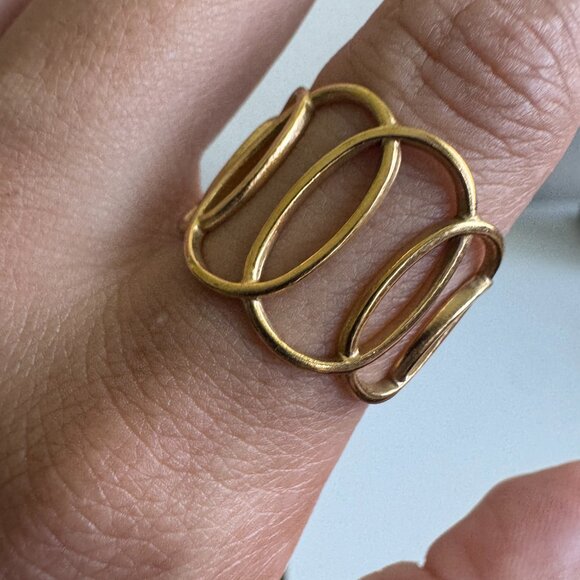 Gold Open Heart Ring – Adjustable Statement Band - Picture 2 of 6